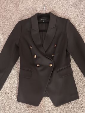 White House Black Market Forest Green Double-Breasted Blazer W/Gold Buttons Sz4